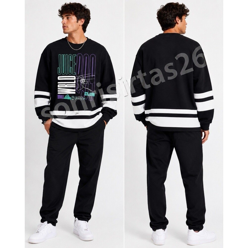 Juice WRLD 999 Club Sweatshirt Black Graphic Crewneck Size M Rare Official Merch